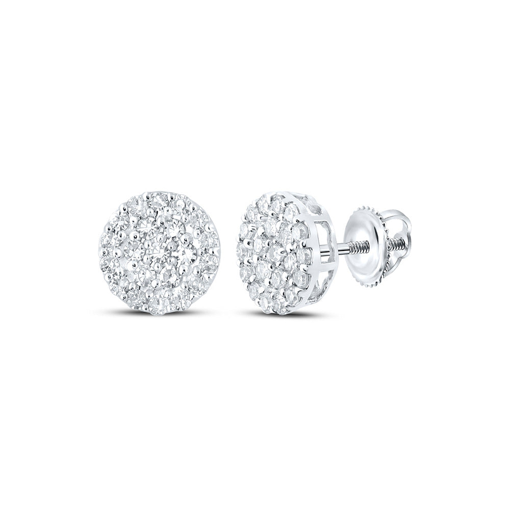 10K Yellow Or White Or Rose Gold Round Diamond Cluster Earrings