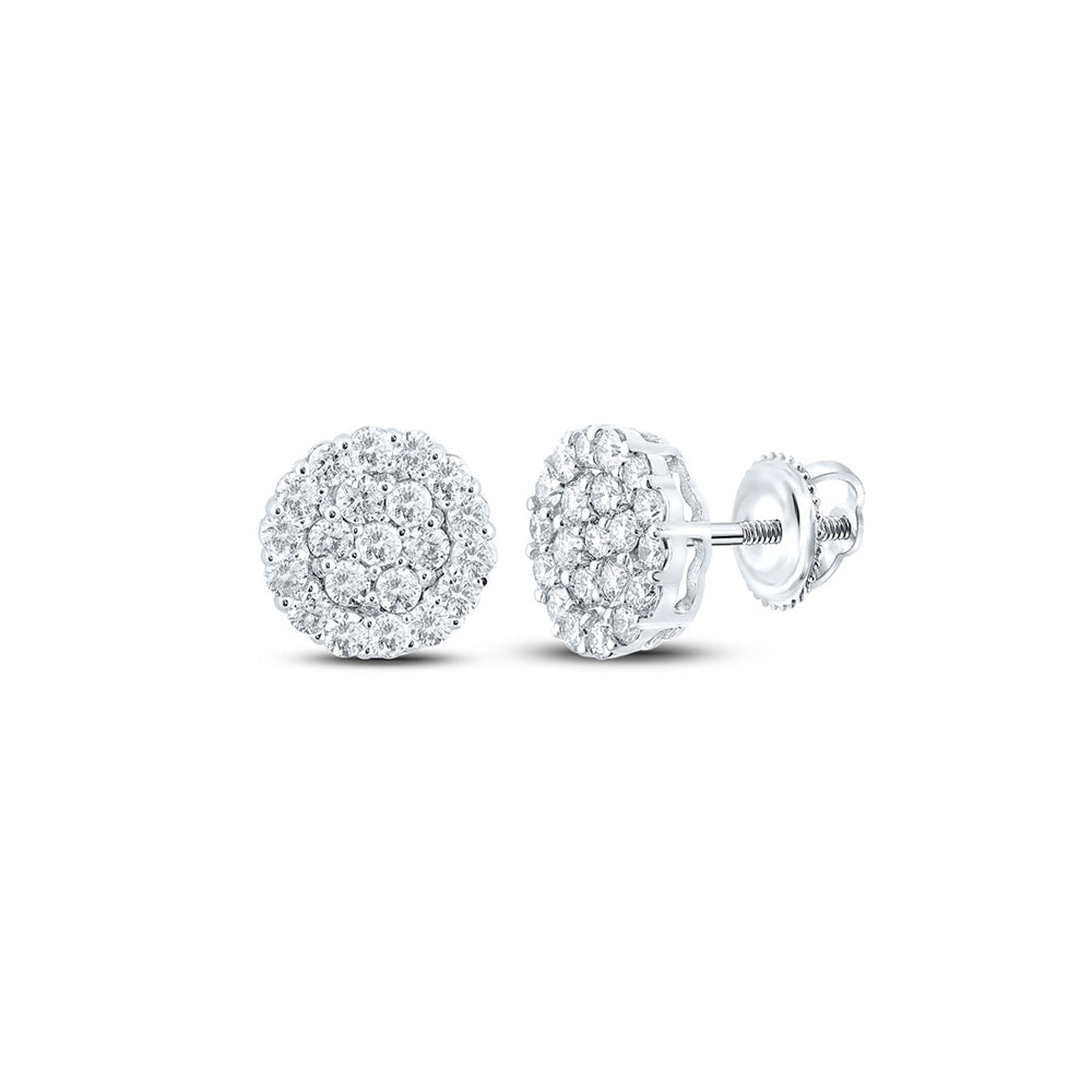 10K Yellow Or White Or Rose Gold Round Diamond Cluster Earrings