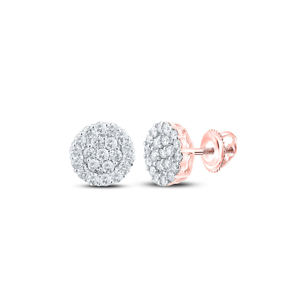 10K Yellow Or White Or Rose Gold Round Diamond Cluster Earrings