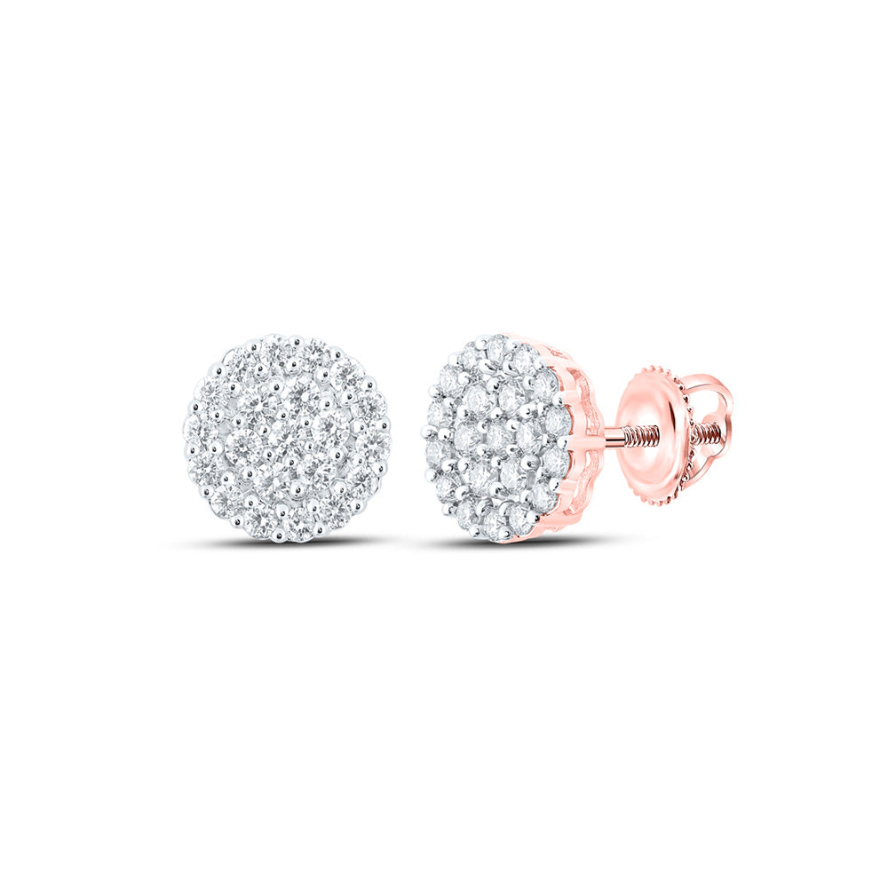 10K Yellow Or White Or Rose Gold Round Diamond Cluster Earrings