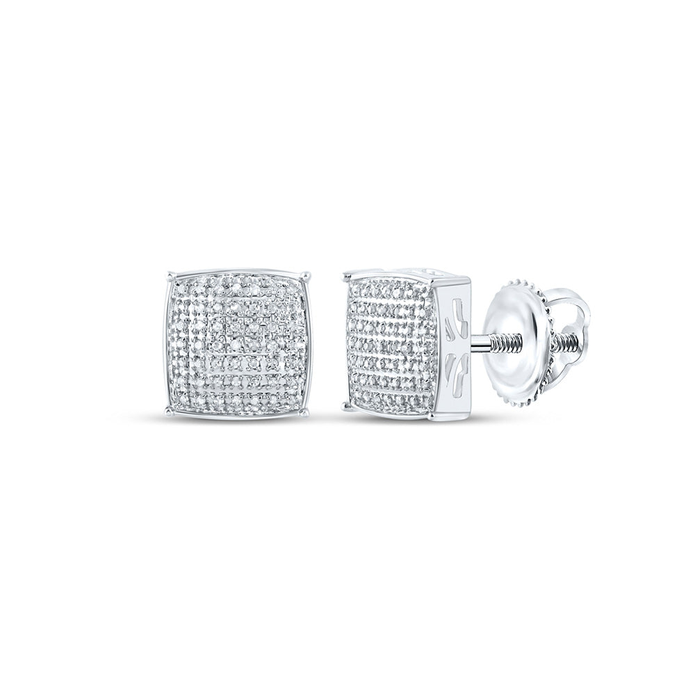 10K White Gold Round Diamond Square Earrings 1/3 Cttw