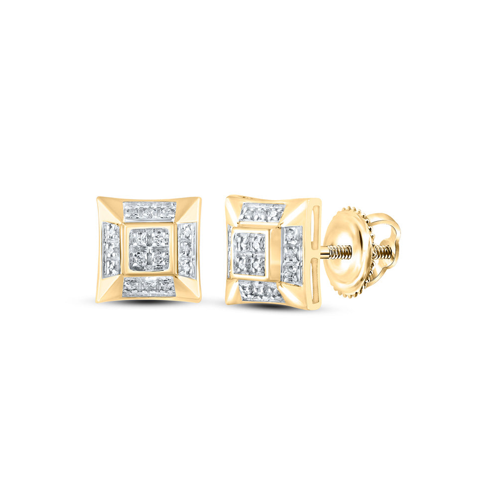 10K White Or Yellow Gold Round Diamond Square Earrings