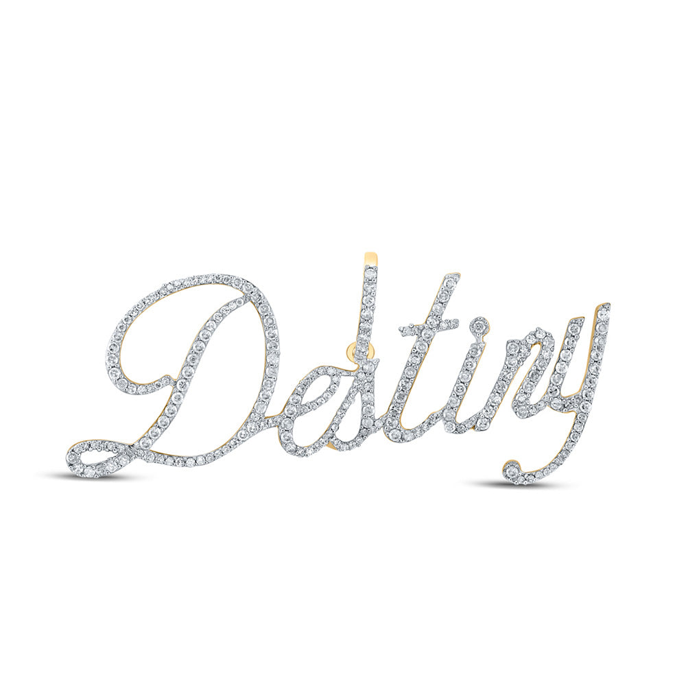 10K Yellow Gold Womens Round Diamond Name Pendant