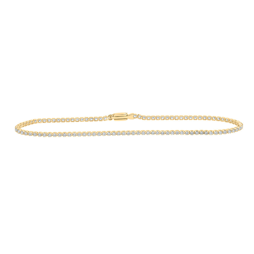 10K Yellow Or White Or Rose Gold Womens Round Diamond Tennis Bracelet