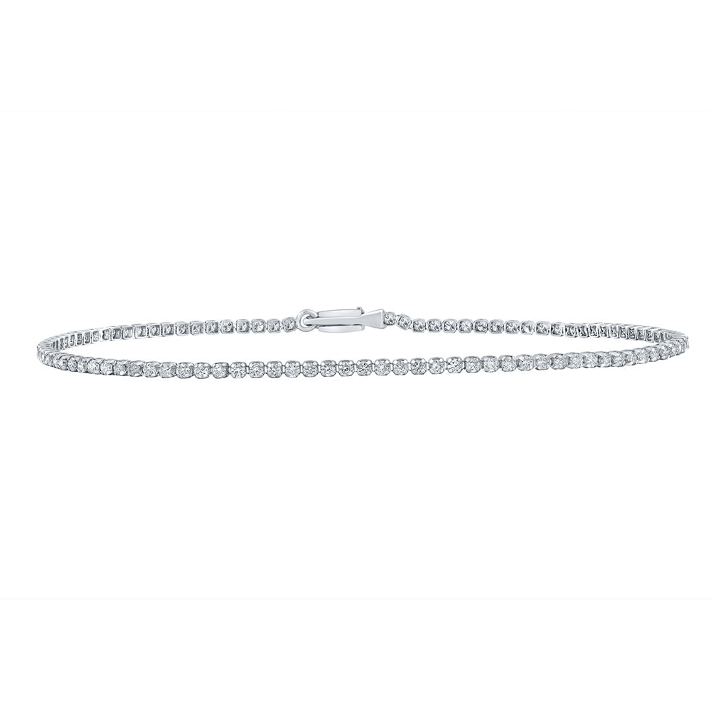 10K Yellow Or White Or Rose Gold Womens Round Diamond Tennis Bracelet