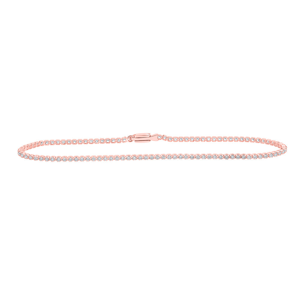 10K Yellow Or White Or Rose Gold Womens Round Diamond Tennis Bracelet