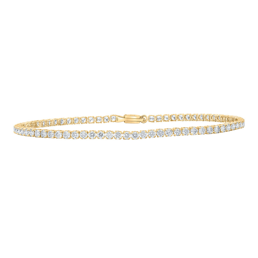 14K White Or Yellow Gold Womens Round Diamond Tennis Bracelet