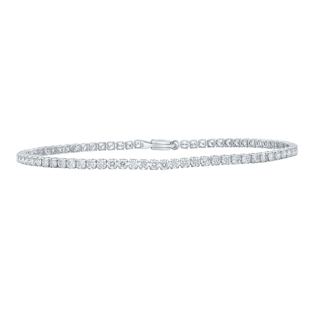 14K White Or Yellow Gold Womens Round Diamond Tennis Bracelet