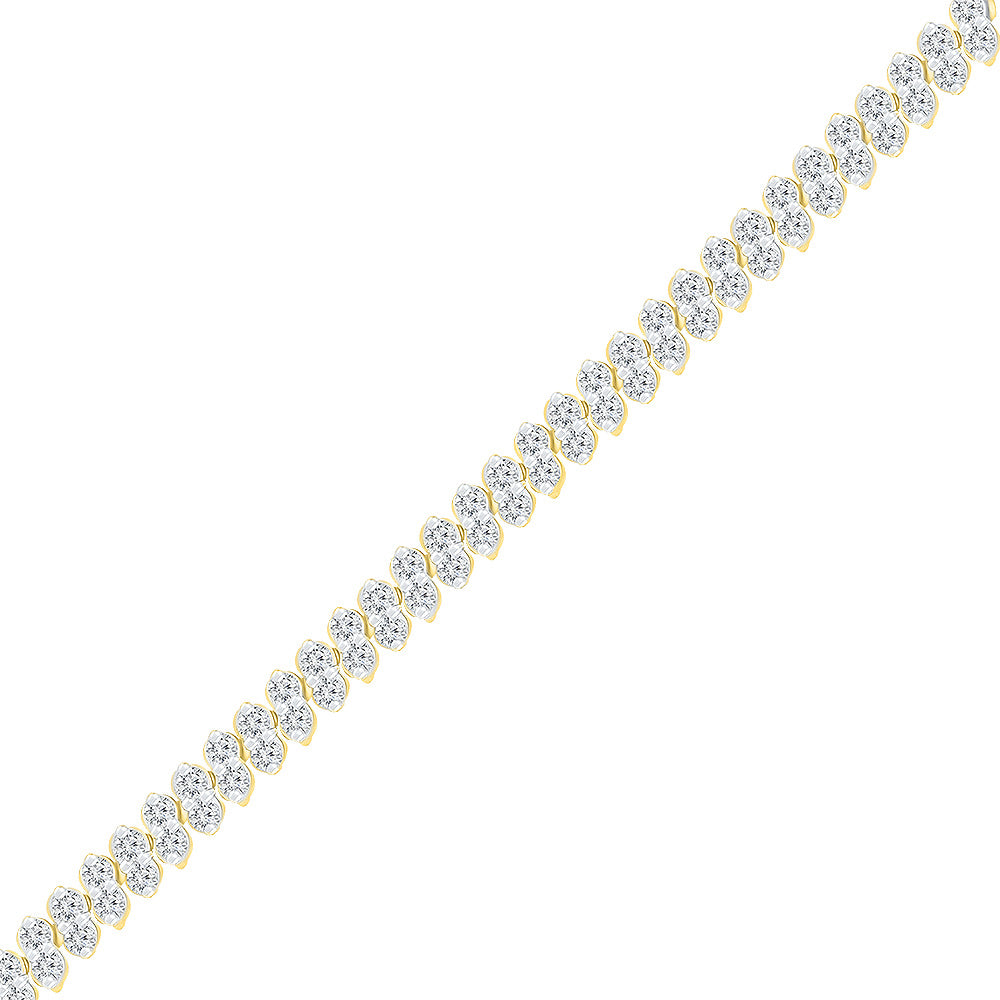 10K Yellow Gold Womens Round Diamond Tennis Bracelet 1-1/2 Cttw