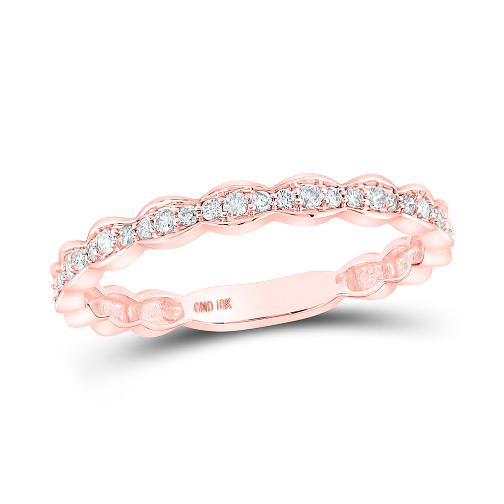 10K Rose Gold Womens Round Diamond Stackable Band Ring 1/6 Cttw, Womens Size: 5-10