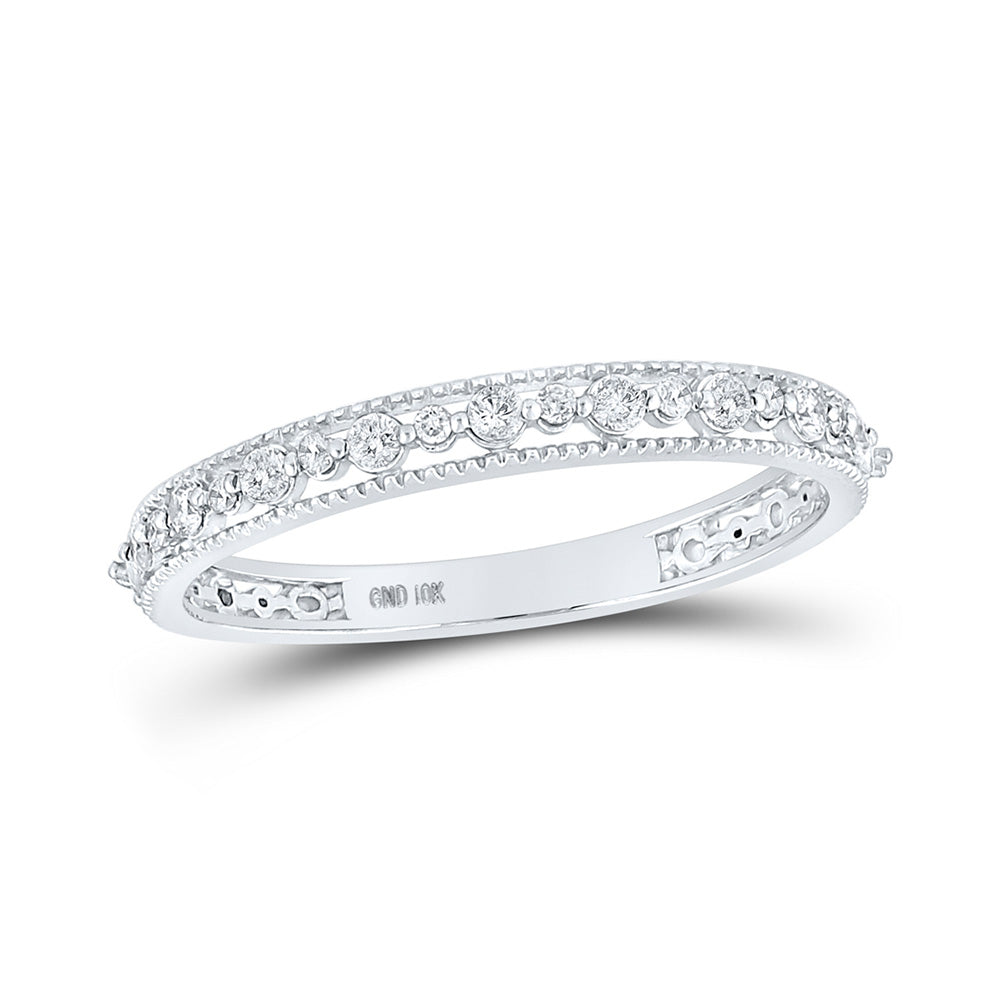 10K White Gold Womens Round Diamond Stackable Band Ring 1/6 Cttw, Womens Size: 5-10