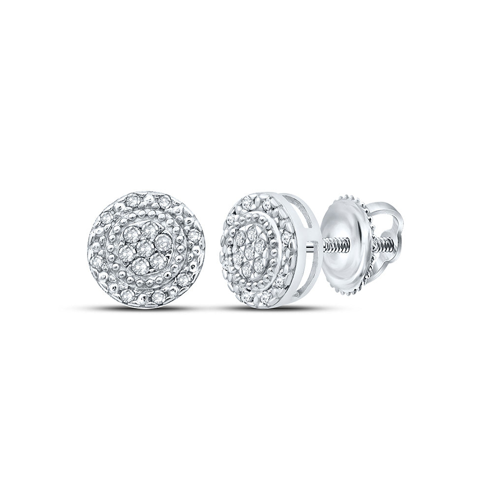 Sterling Silver Or Yellow-tone Sterling Silver Womens Round Diamond Cluster Earrings