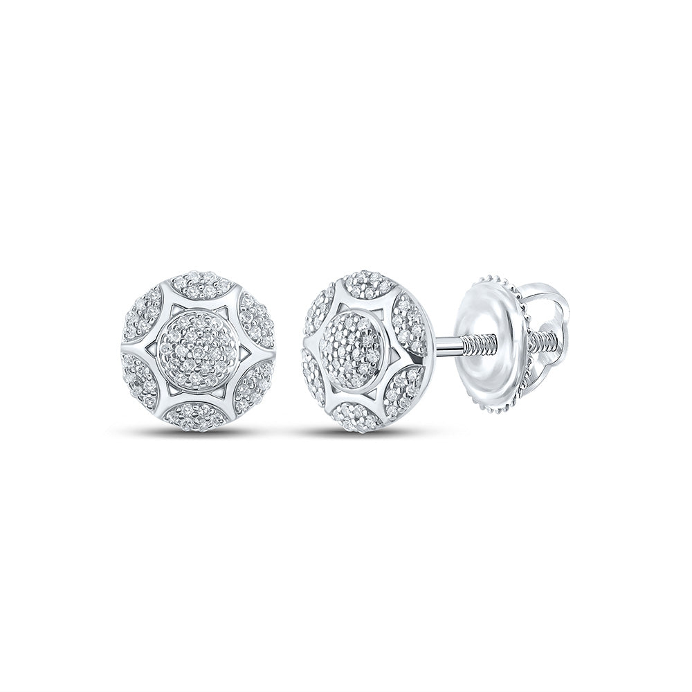 Sterling Silver Or Yellow-tone Sterling Silver Womens Round Diamond Cluster Earrings