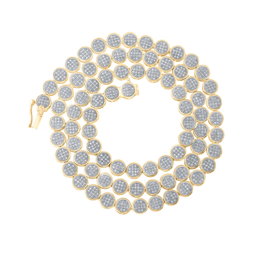 10K Yellow Gold Mens Round Diamond Link Chain Necklace 2-3/4 Cttw, Length: 20 In