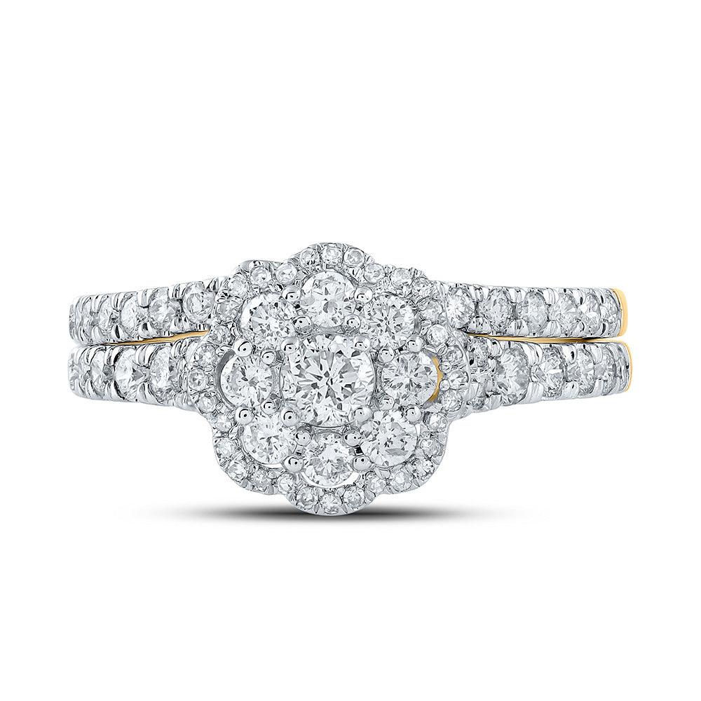10K Yellow Or White Or Rose Gold Round Diamond Bridal Wedding Ring Band Set , Womens Size: 5-10