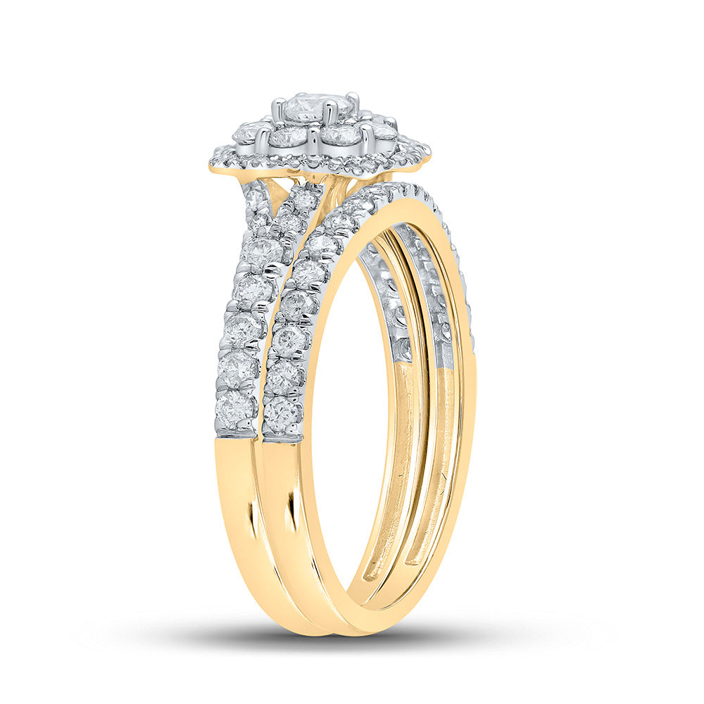 10K Yellow Or White Or Rose Gold Round Diamond Bridal Wedding Ring Band Set , Womens Size: 5-10