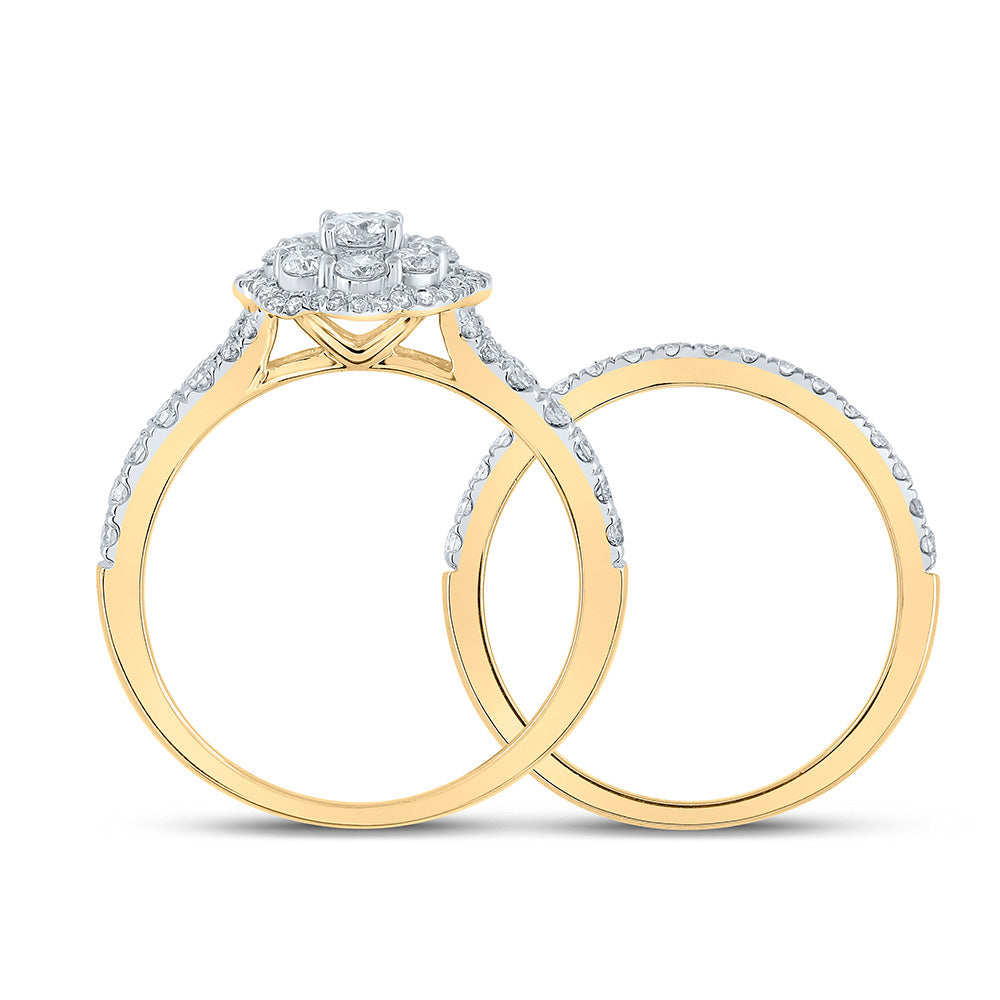 10K Yellow Or White Or Rose Gold Round Diamond Bridal Wedding Ring Band Set , Womens Size: 5-10