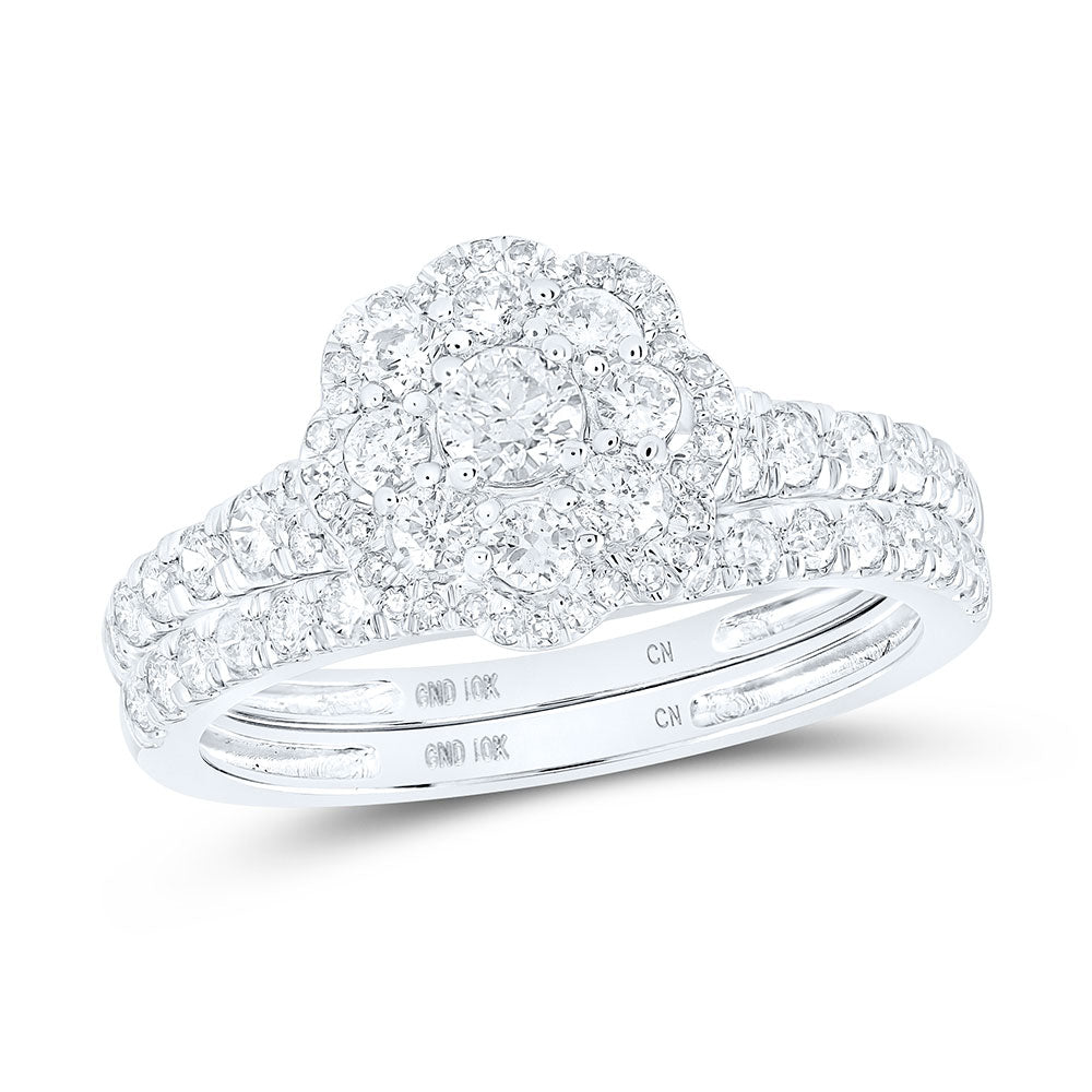 10K Yellow Or White Or Rose Gold Round Diamond Bridal Wedding Ring Band Set , Womens Size: 5-10