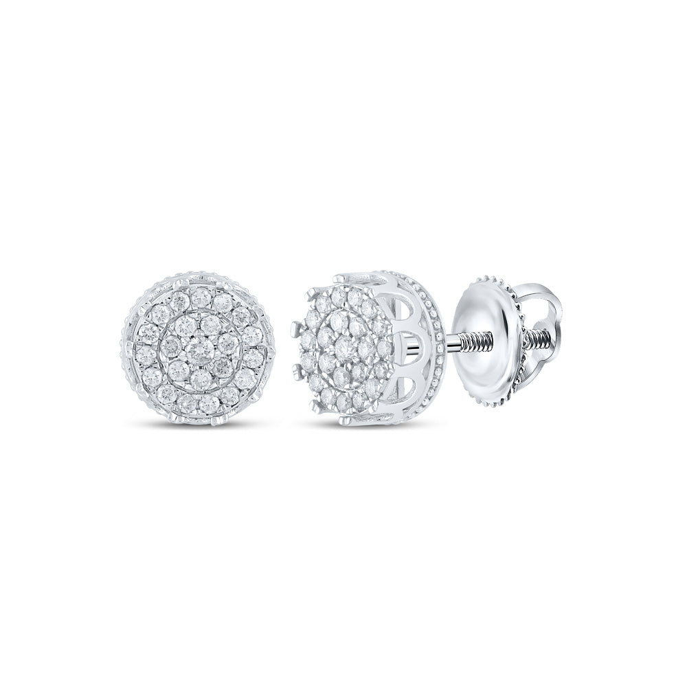 10K Yellow Or White Or Rose Gold Round Diamond Cluster Earrings
