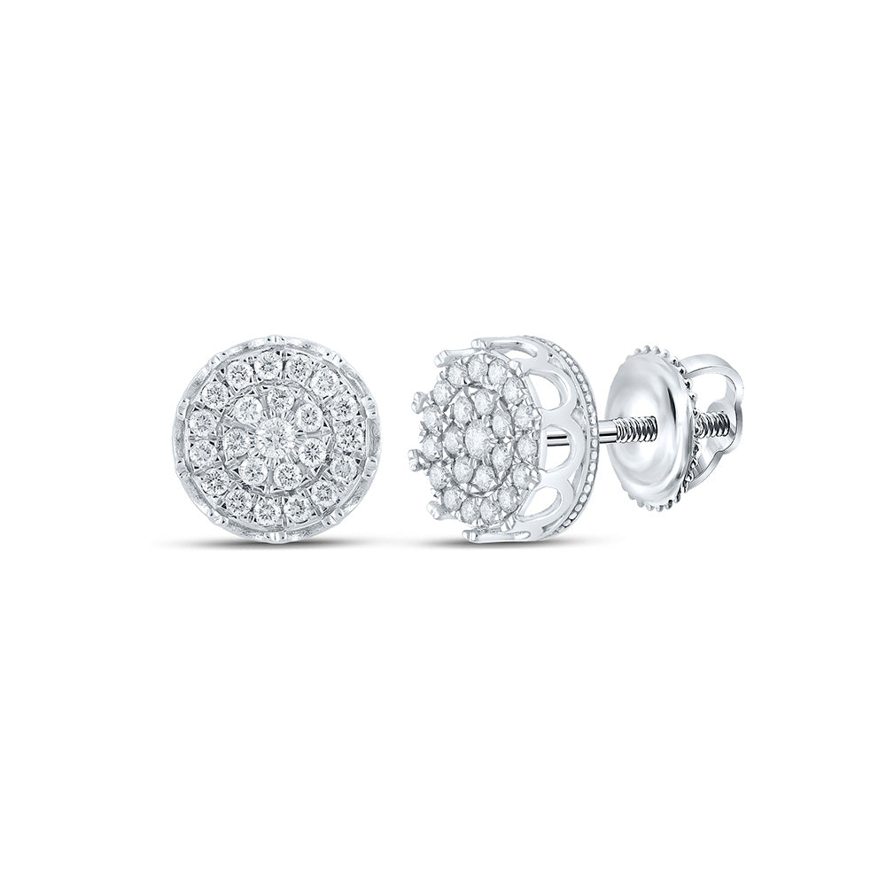10K Yellow Or White Or Rose Gold Round Diamond Cluster Earrings