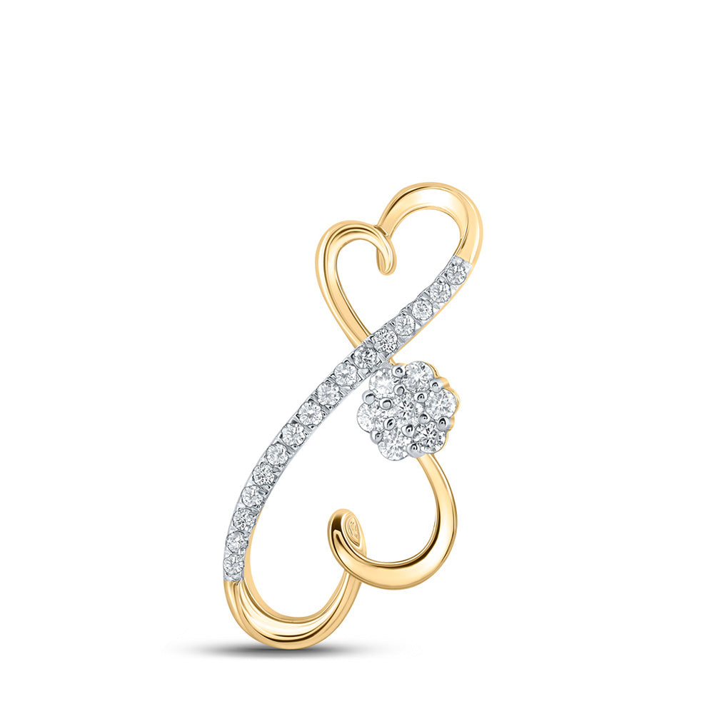 10K Yellow Or White Or Rose Gold Womens Round Diamond Infinity Heart Pendant