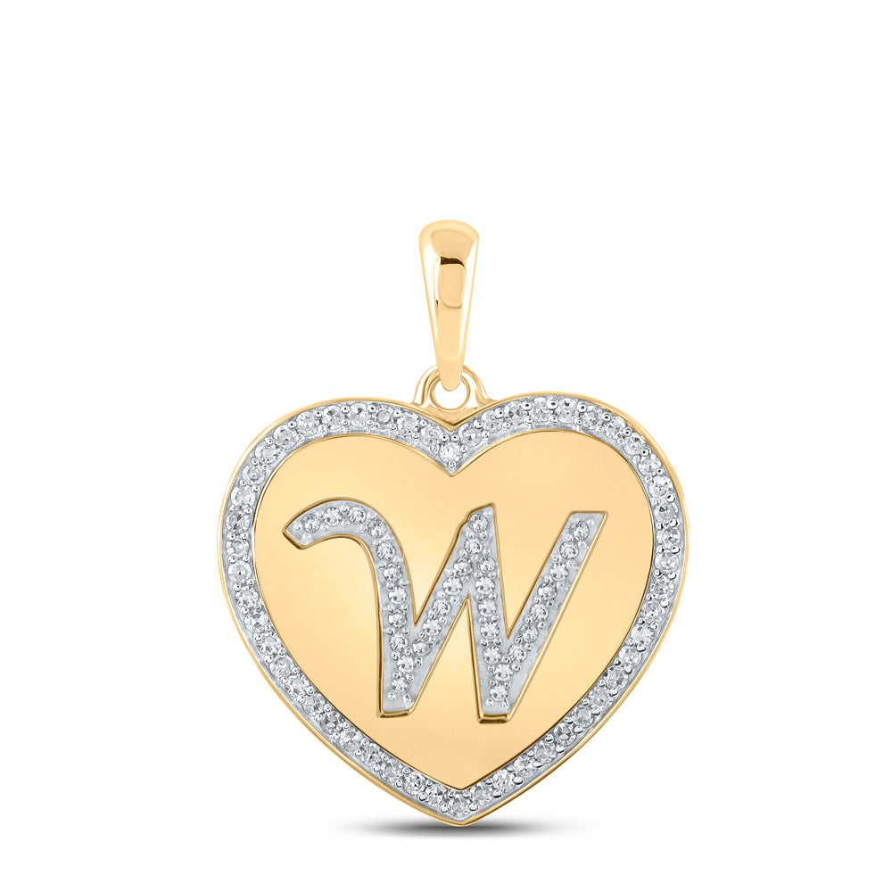 10K Rose Gold Womens Round Diamond Heart Letter Pendant