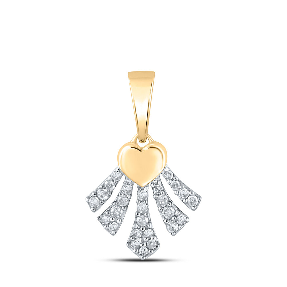 10K Yellow Or White Or Rose Gold Womens Round Diamond Heart Pendant