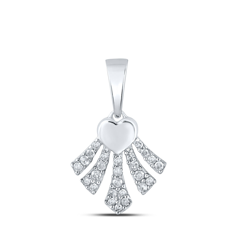 10K Yellow Or White Or Rose Gold Womens Round Diamond Heart Pendant