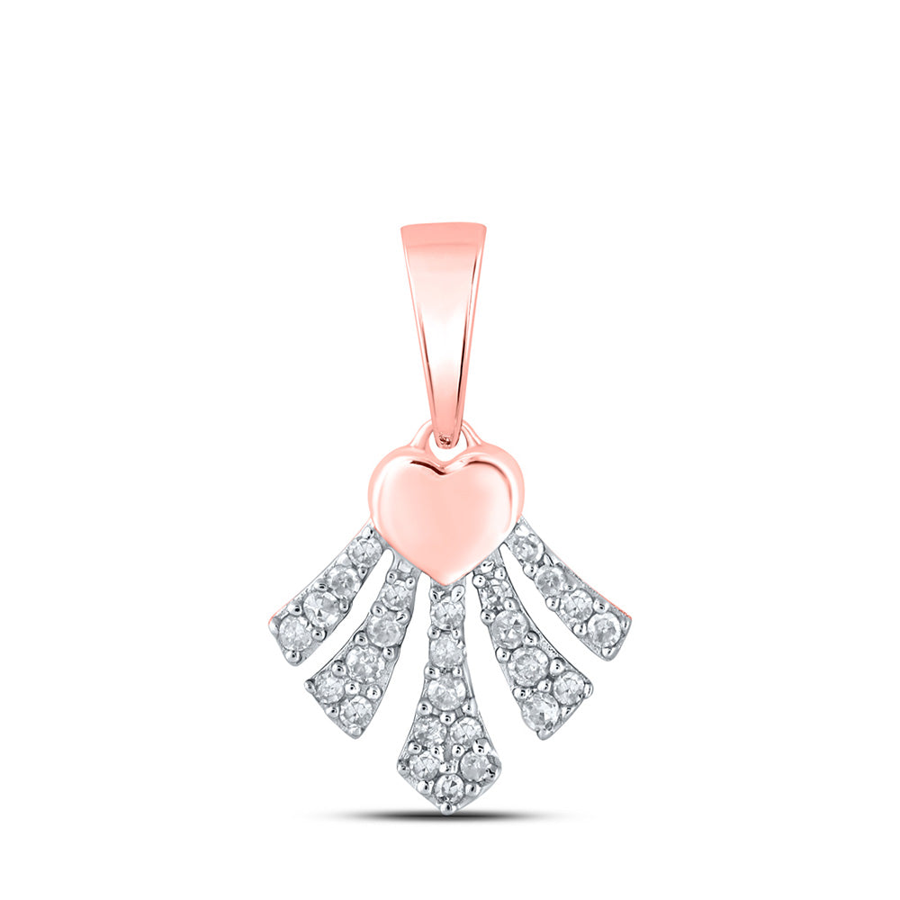 10K Yellow Or White Or Rose Gold Womens Round Diamond Heart Pendant