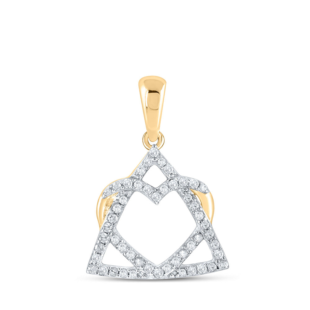 10K Yellow Or White Or Rose Gold Womens Round Diamond Heart Pendant