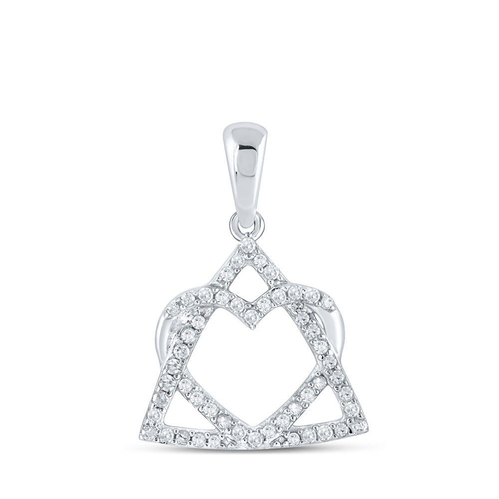 10K Yellow Or White Or Rose Gold Womens Round Diamond Heart Pendant