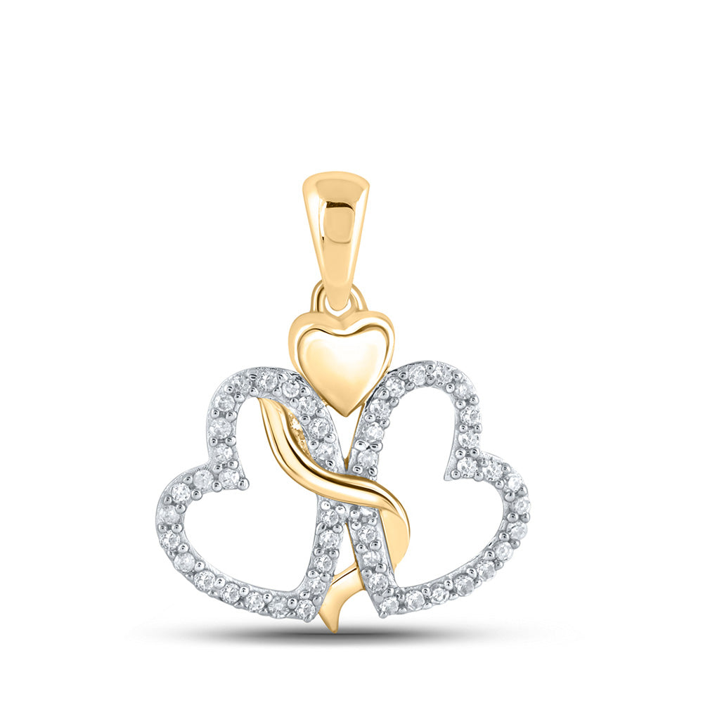 10K Yellow Or White Or Rose Gold Womens Round Diamond Heart Pendant