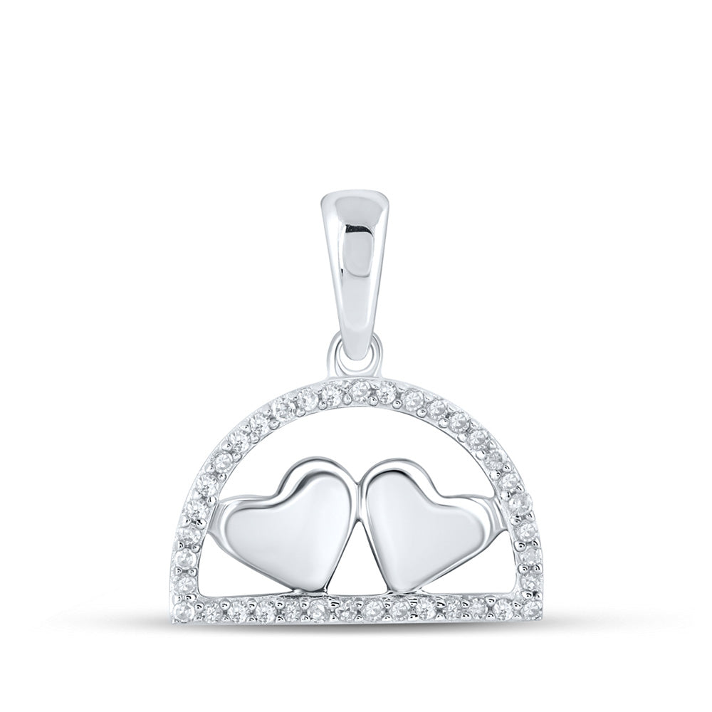 10K Yellow Or White Or Rose Gold Womens Round Diamond Heart Pendant