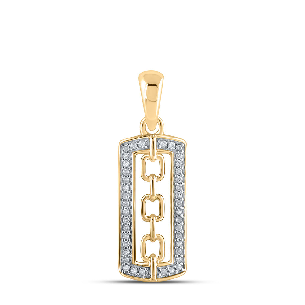10K Yellow Gold Womens Round Diamond Fashion Pendant 1/10 Cttw