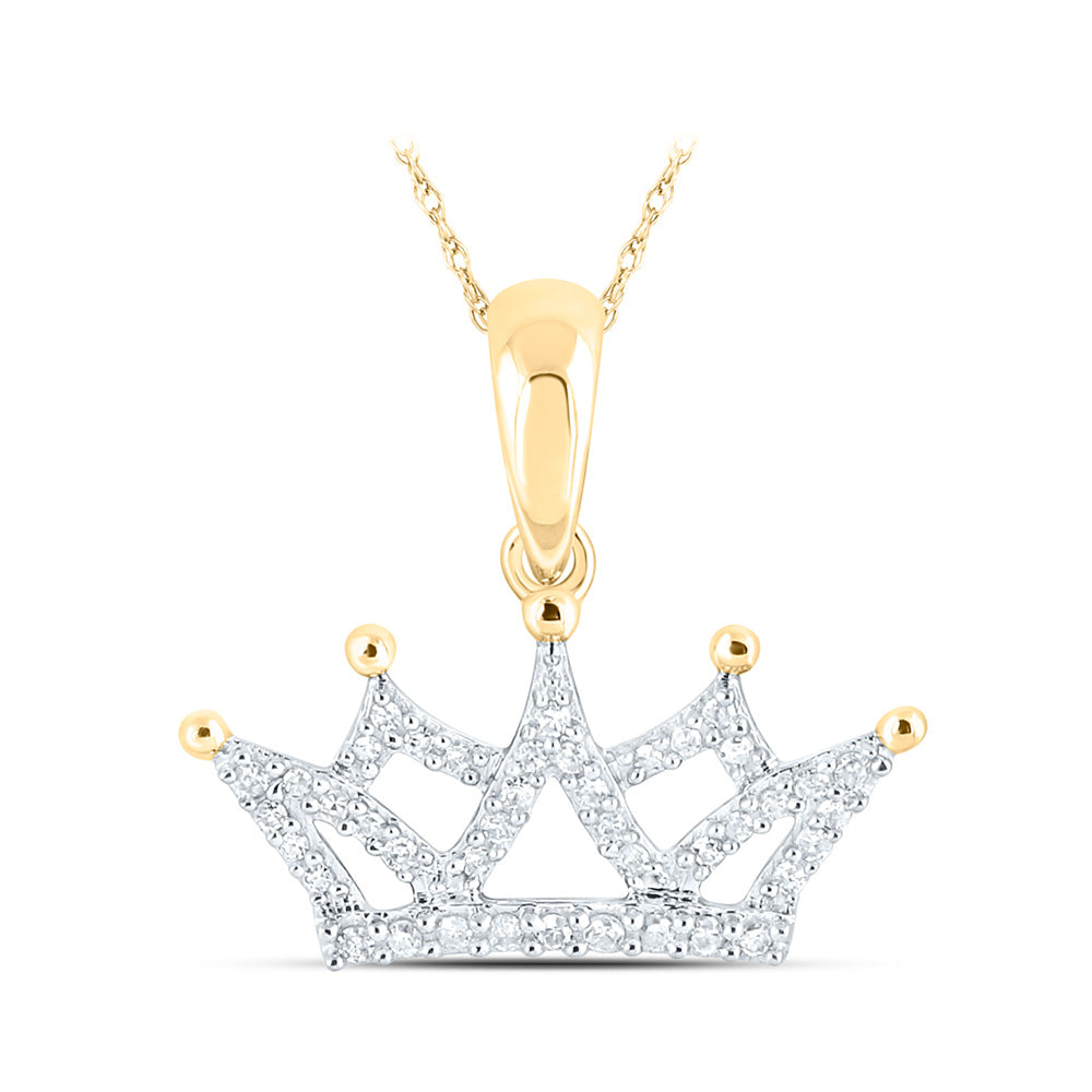 10K White Or Yellow Gold Womens Round Diamond Fashion Pendant