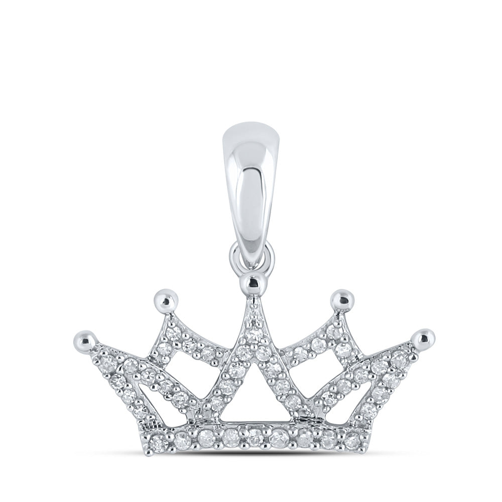 10K White Or Yellow Gold Womens Round Diamond Fashion Pendant