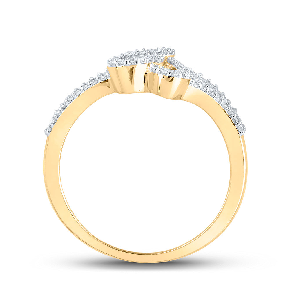10K Yellow Or White Or Rose Gold Womens Baguette Diamond Heart Ring , Womens Size: 5-10