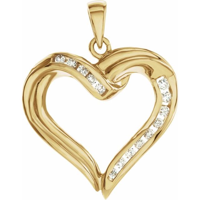 14K Yellow Gold Round 1.7Mm I1, G-H Polished 1/4 Ctw Natural Diamond Heart Pendant
