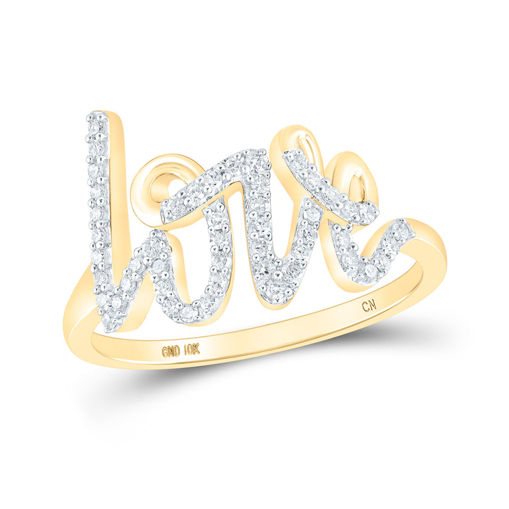 10K Yellow Or White Or Rose Gold Womens Round Diamond Love Fashion Ring , Womens Size: 5-10