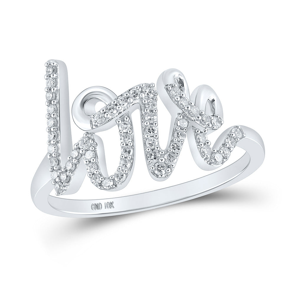 10K Yellow Or White Or Rose Gold Womens Round Diamond Love Fashion Ring , Womens Size: 5-10