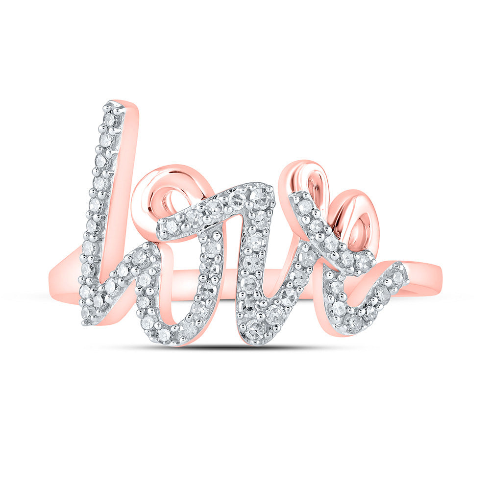 10K Yellow Or White Or Rose Gold Womens Round Diamond Love Fashion Ring , Womens Size: 5-10