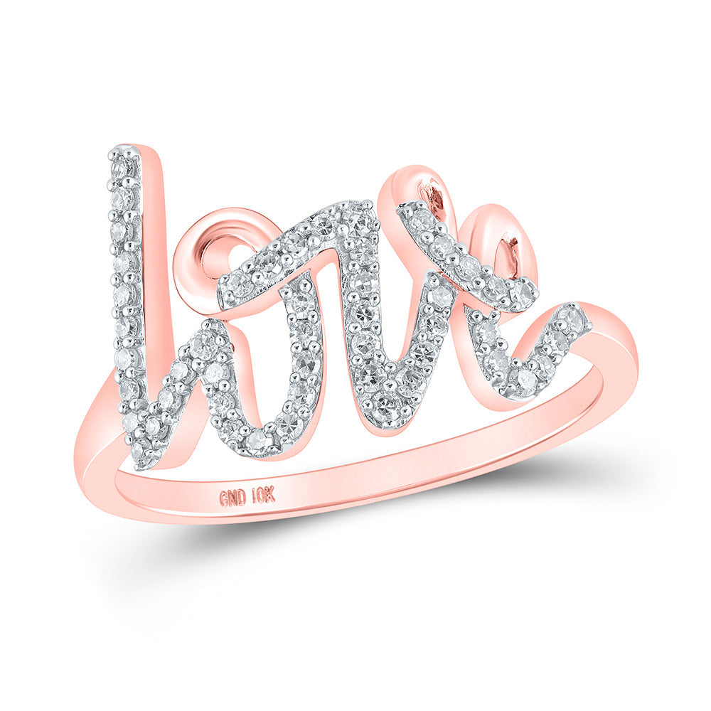 10K Yellow Or White Or Rose Gold Womens Round Diamond Love Fashion Ring , Womens Size: 5-10