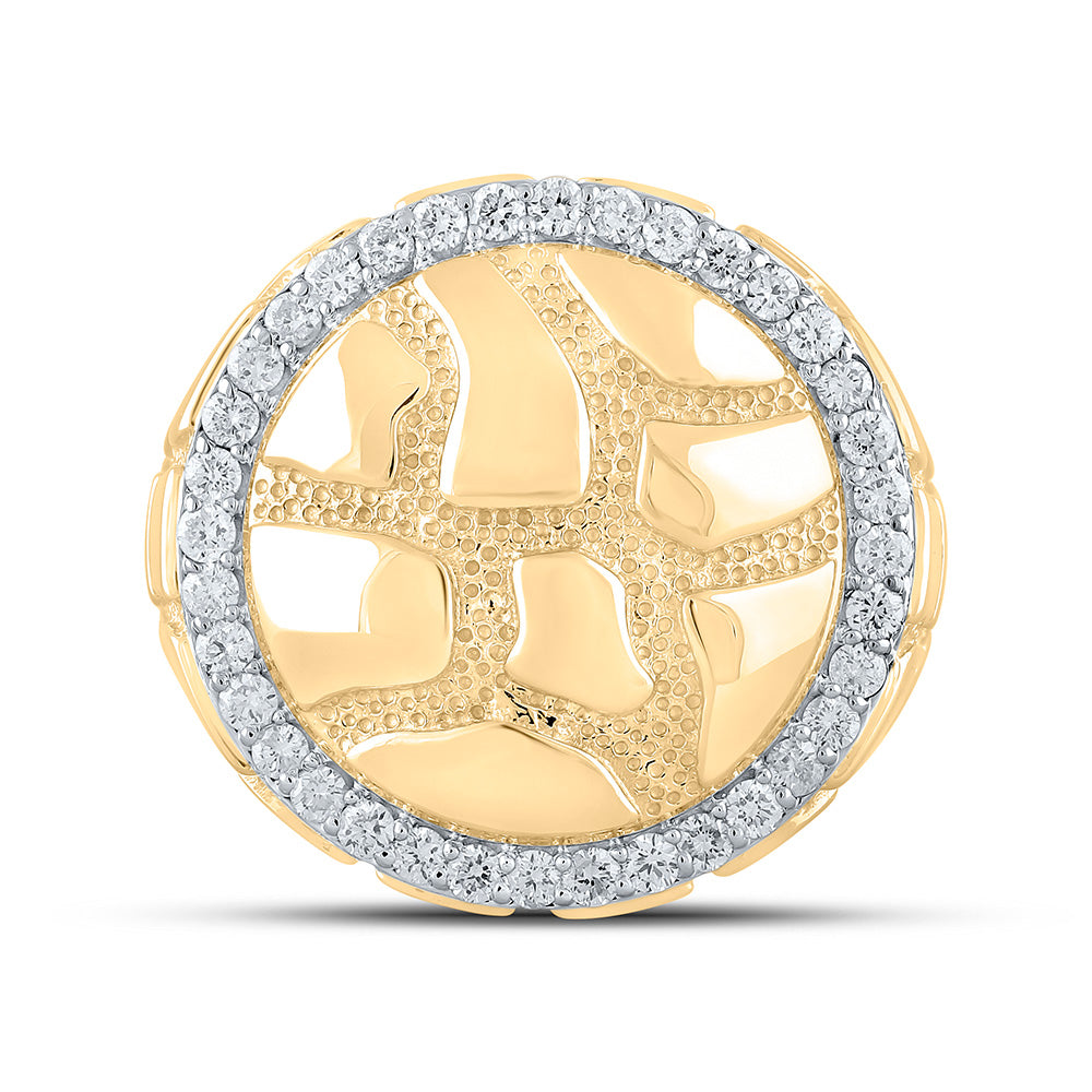 10K Yellow Gold Mens Round Diamond Nugget Circle Ring 3/4 Cttw, Mens Size: 7-13