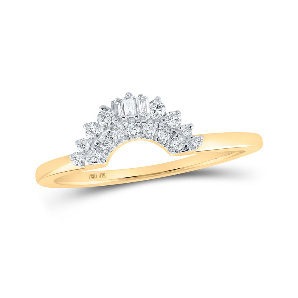 10K Yellow Or Rose Or White Gold Womens Baguette Diamond Wrap Enhancer Wedding Band 1/6 Cttw, Womens Size: 5-10