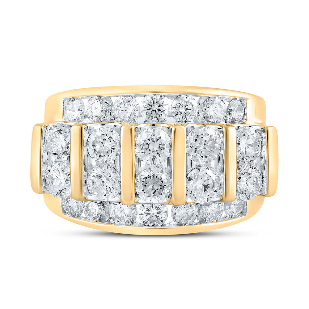 14K Yellow Gold Mens Round Diamond Band Ring 4 Cttw, Mens Size: 7-13