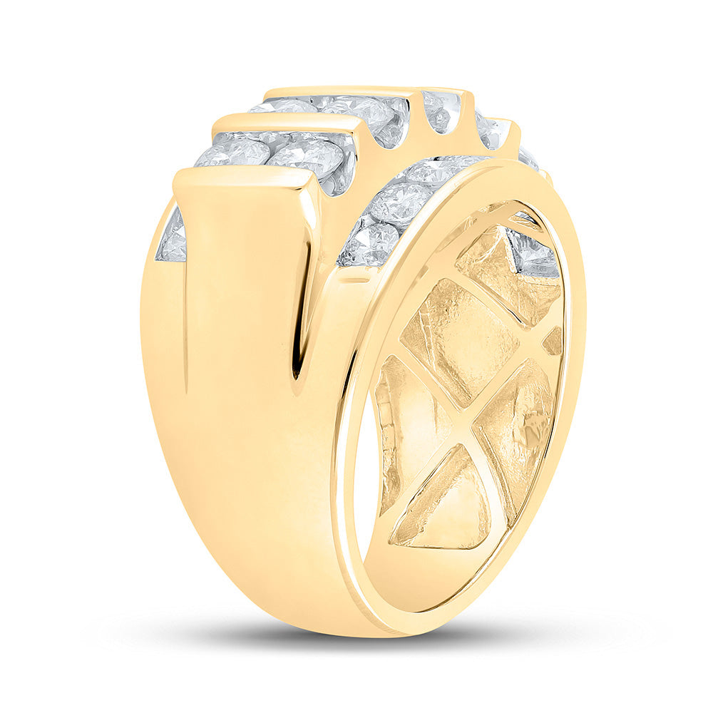 14K Yellow Gold Mens Round Diamond Band Ring 4 Cttw, Mens Size: 7-13