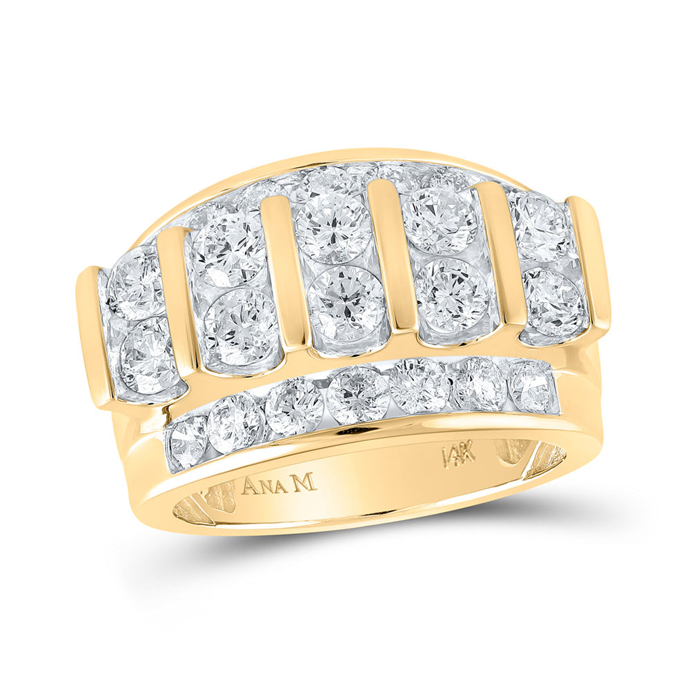 14K Yellow Gold Mens Round Diamond Band Ring 4 Cttw, Mens Size: 7-13