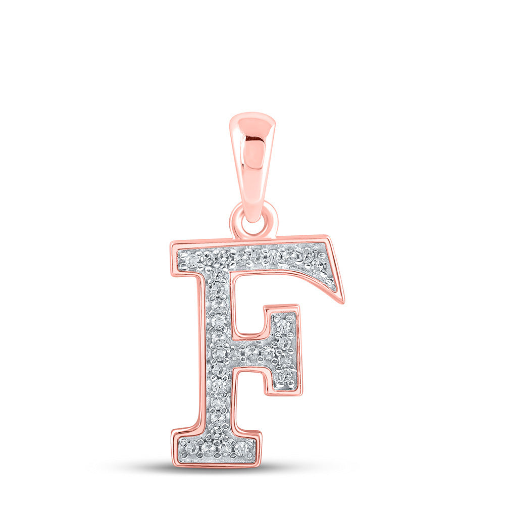 10K Rose Gold Womens Round Diamond Initial Letter Pendant