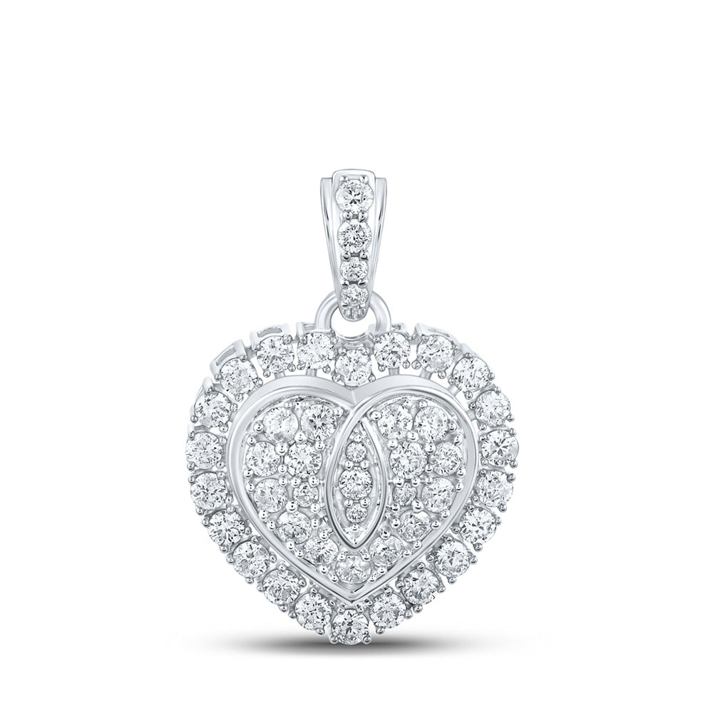 10K Yellow Or White Or Rose Gold Womens Round Diamond Heart Pendant