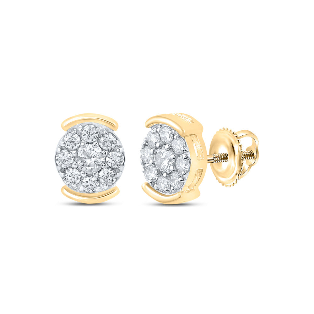 10K White Or Yellow Gold Womens Round Diamond Cluster Earrings